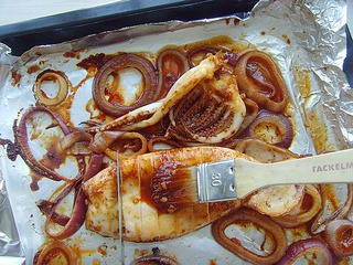 【原创DIY烤肉】---蒜香烧烤鱿鱼的做法步骤：9
