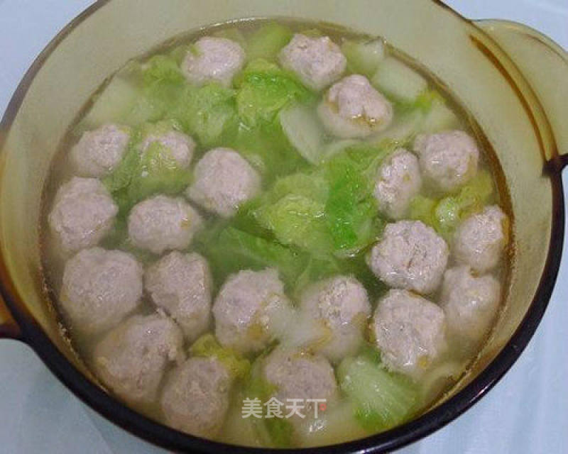 小白菜丸子汤的做法