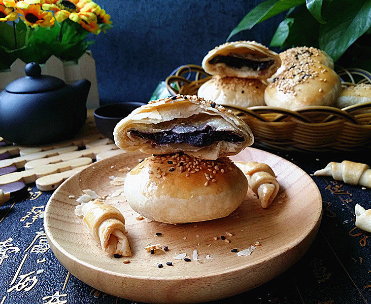 桑茸黑芝麻酥烧饼的做法