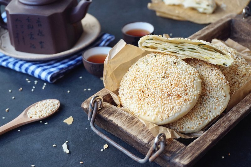 香葱芝麻烤饼的做法