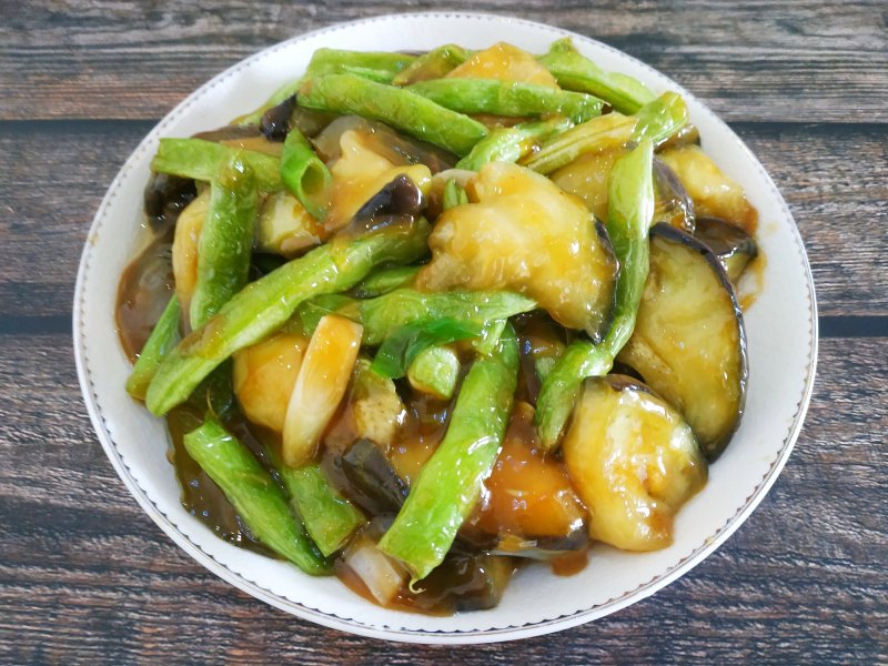 四季豆烧茄子的做法