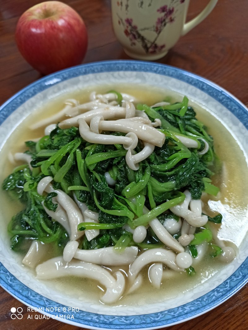 小青菜烧白玉菇的做法