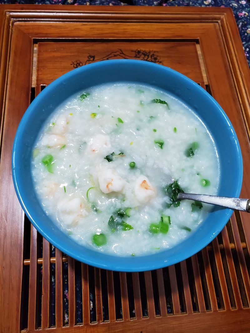 虾仁青菜粥的做法