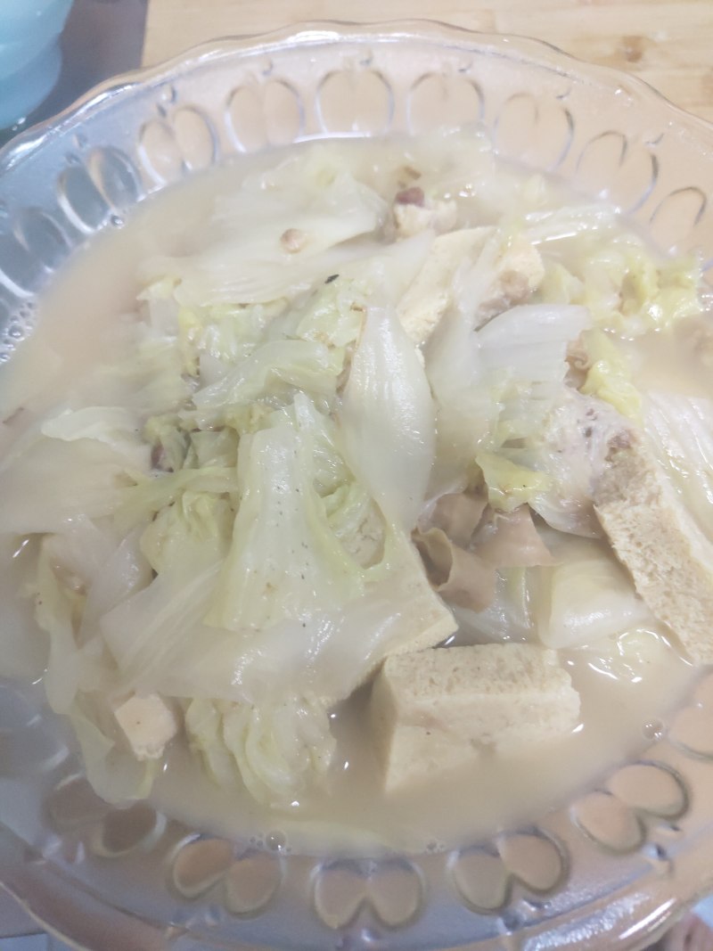 花脂白菜炖豆腐的做法