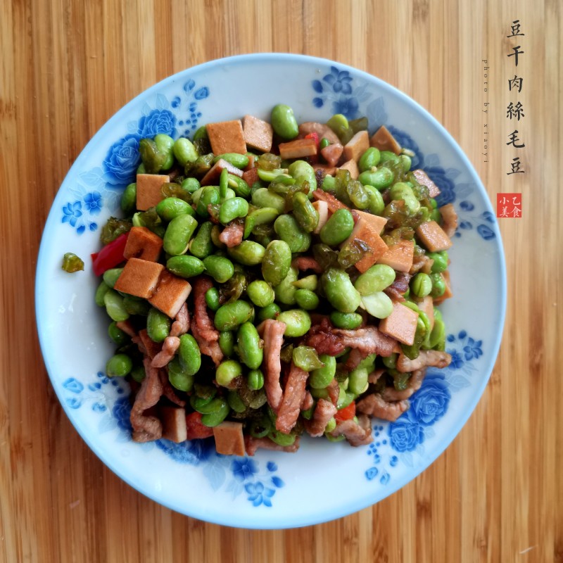 豆干肉丝炒毛豆的做法