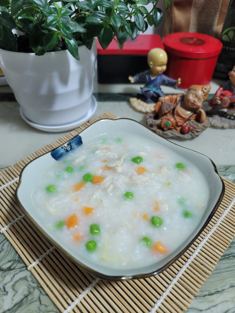 豌豆胡萝卜鸡丝粥的做法