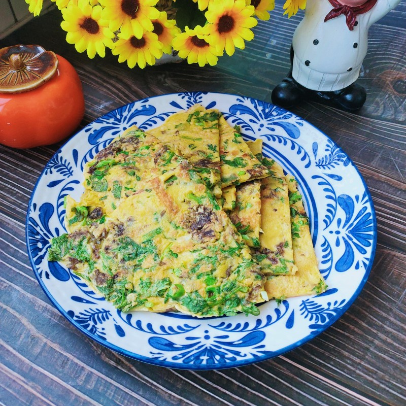 紫菜、茼蒿鸡蛋饼的做法