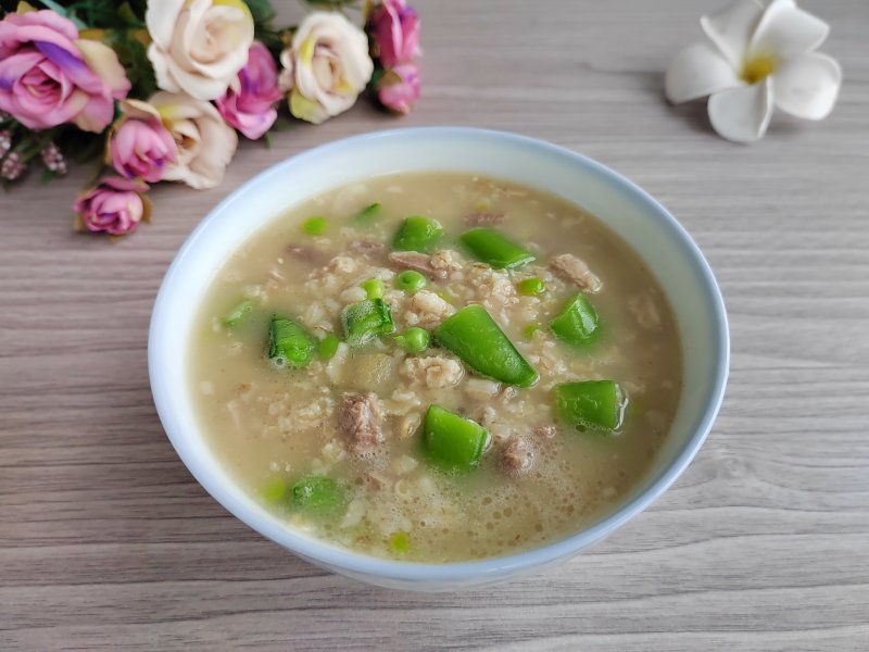 肉末甜豆燕麦粥的做法