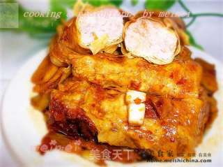 家常菜肴@@爱上红烧~~红烧腐竹酿肉的做法步骤：15