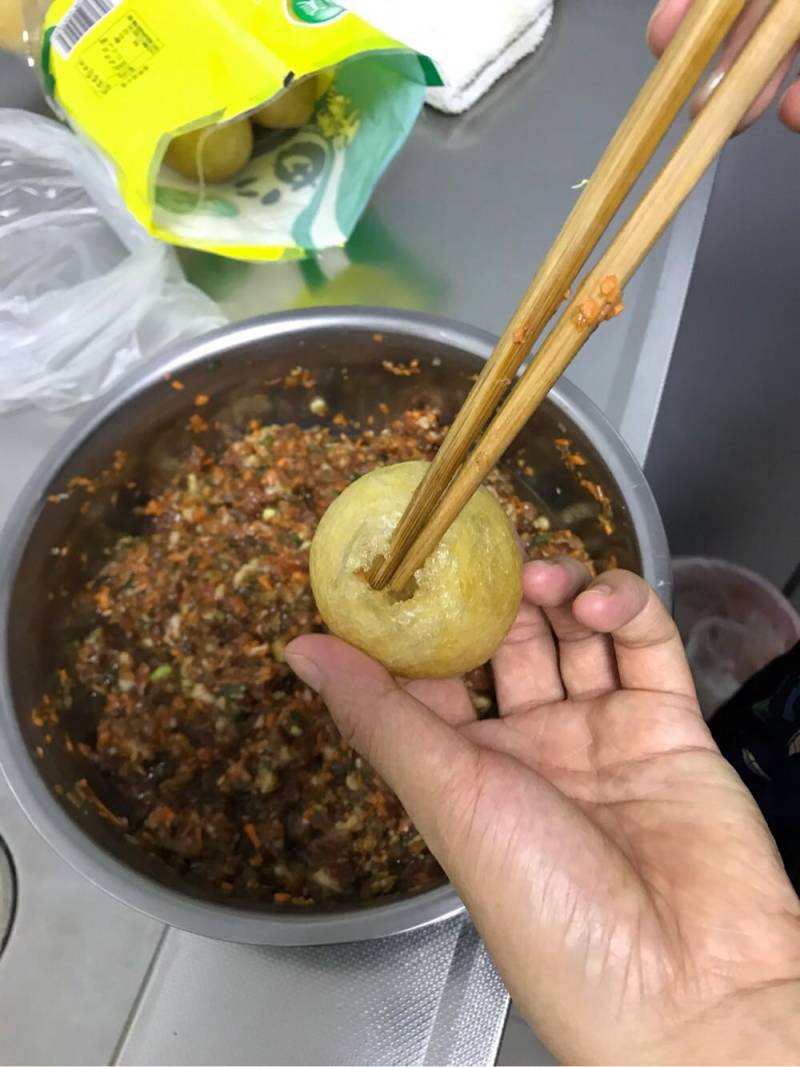 油面筋塞肉的做法步骤：5