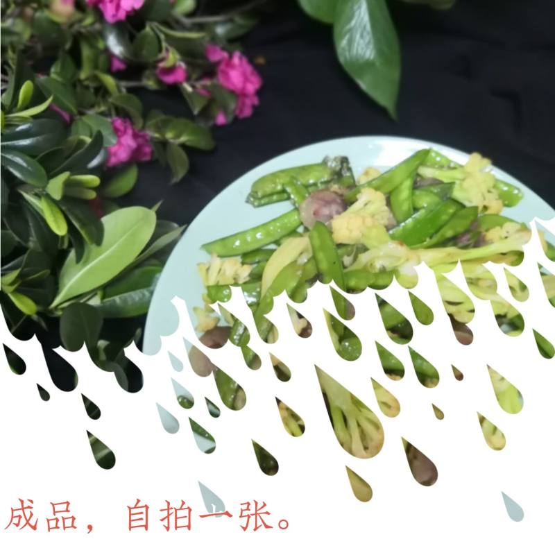 荷兰豆花菜炒香肠的做法步骤：4