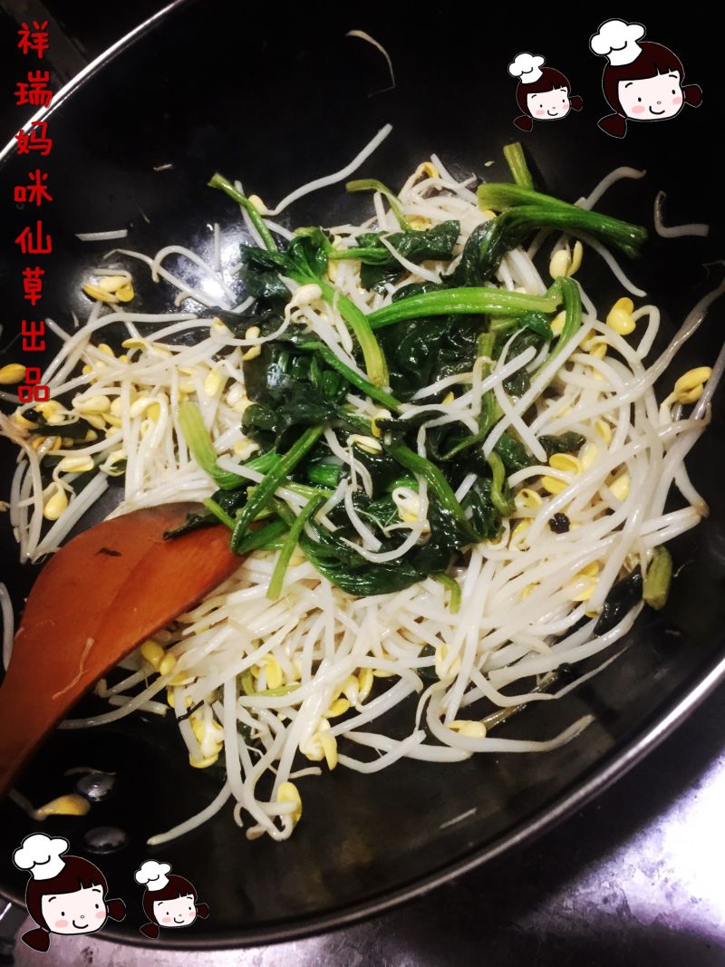 仙草阁私房菜（蔬菜大棚）--春分平和静心银芽菠菜的做法步骤：6