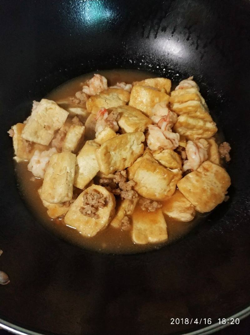 肉末虾仁煲豆腐的做法步骤：8