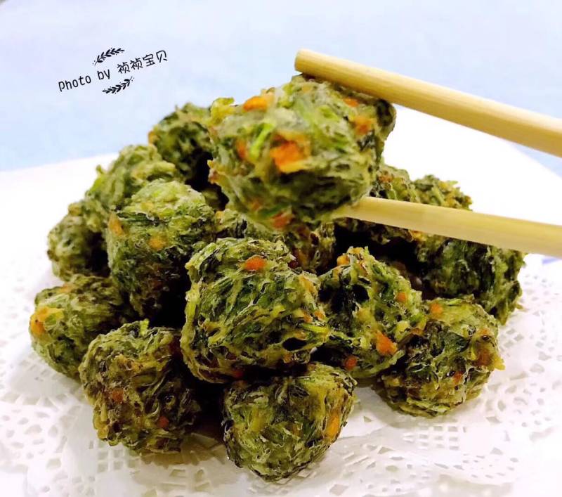 酥炸茼蒿丸的做法步骤：14