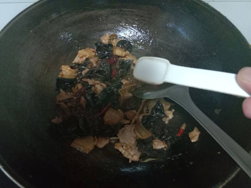 黑木耳肉片炒红薯粉的做法步骤：15