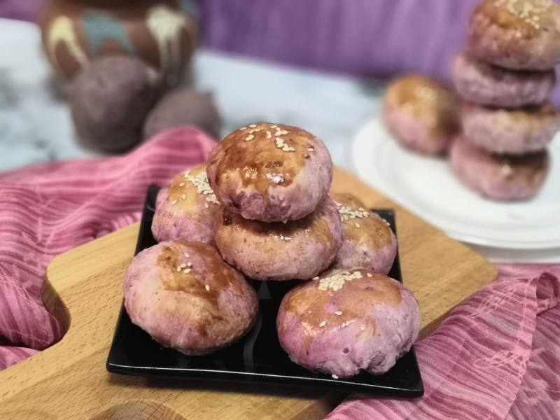 芋泥紫薯酥饼的做法步骤：19