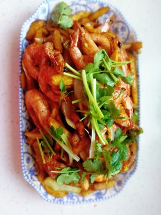 微辣土豆烧大虾的做法步骤：6