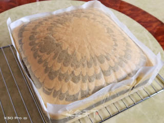 椰汁斑马纹古早蛋糕（10寸方模）的做法步骤：13