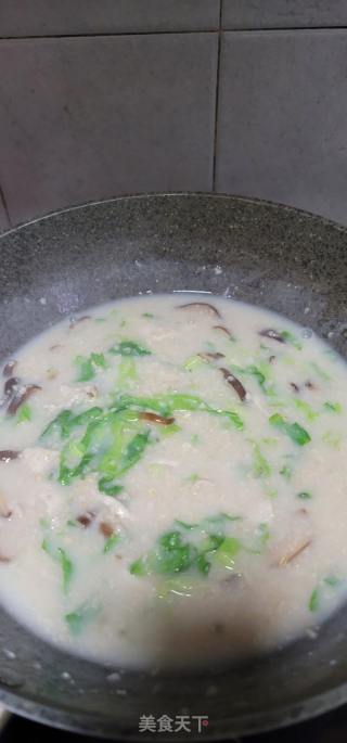 生菜鸡丝香菇燕麦粥的做法步骤：9