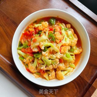 番茄青椒炒菜花的做法步骤：9