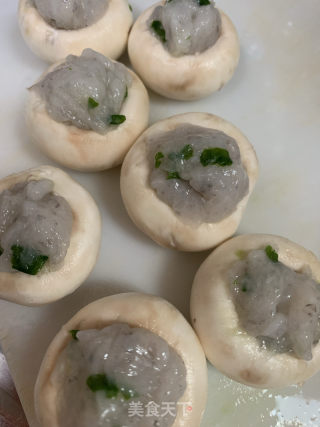 芝士蝦滑釀口蘑的做法步骤：6