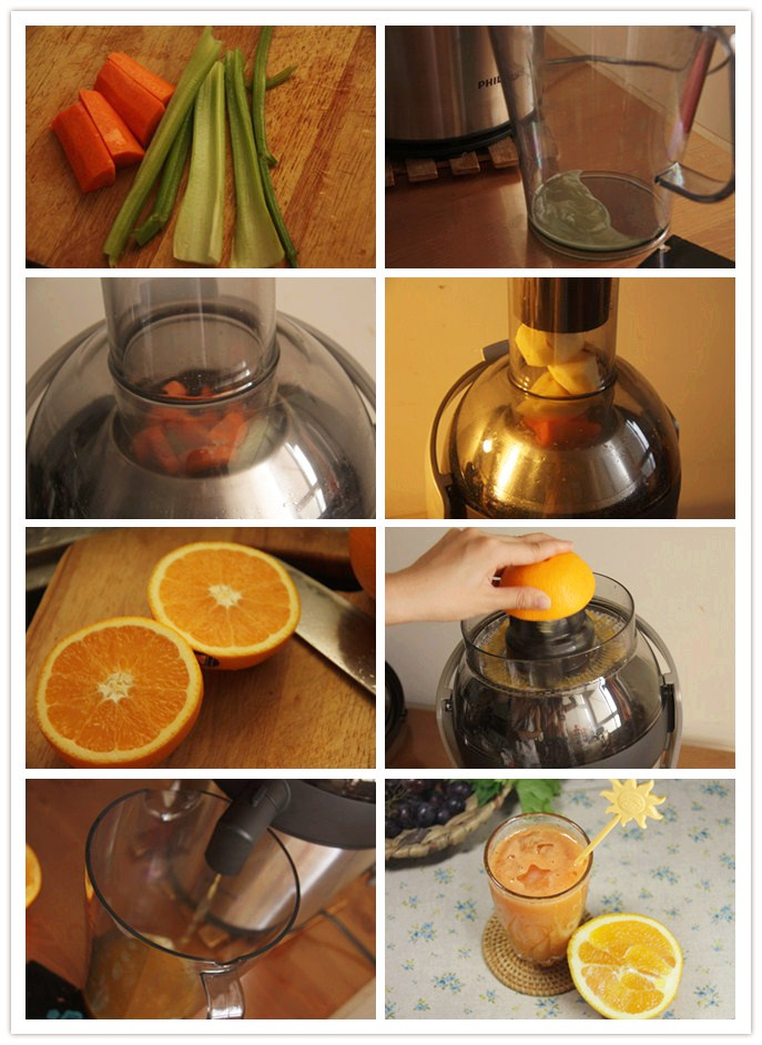 鲜橙果蔬汁——夏季解暑纳凉的鲜榨果汁（飞利浦榨汁机试用2）