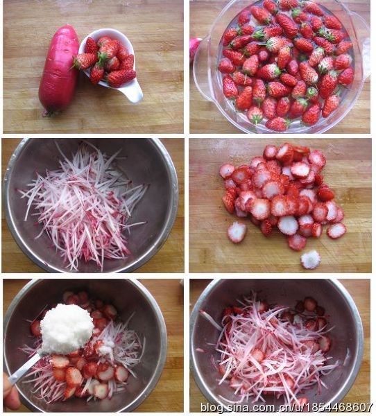 给肠胃洗洗澡——酸甜开胃顺气的草莓拌水萝卜