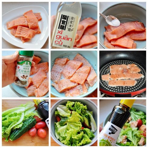 如何解决新鲜度不够的三文鱼肉——熟三文鱼蔬菜沙拉