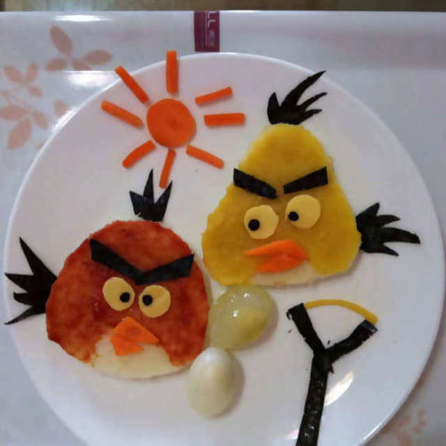 创意爱心早餐～愤怒的小鸟
