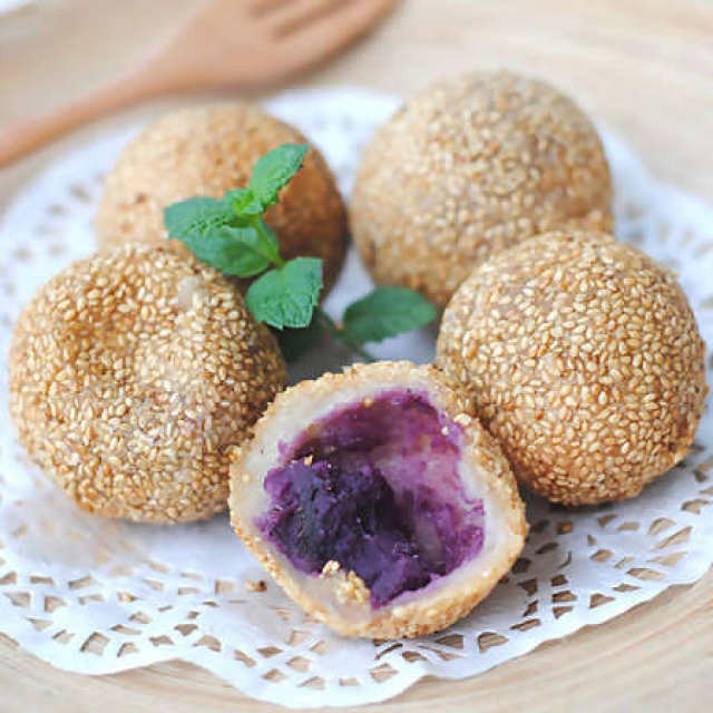 紫薯麻团——小麻团里蕴藏的紫色韵味