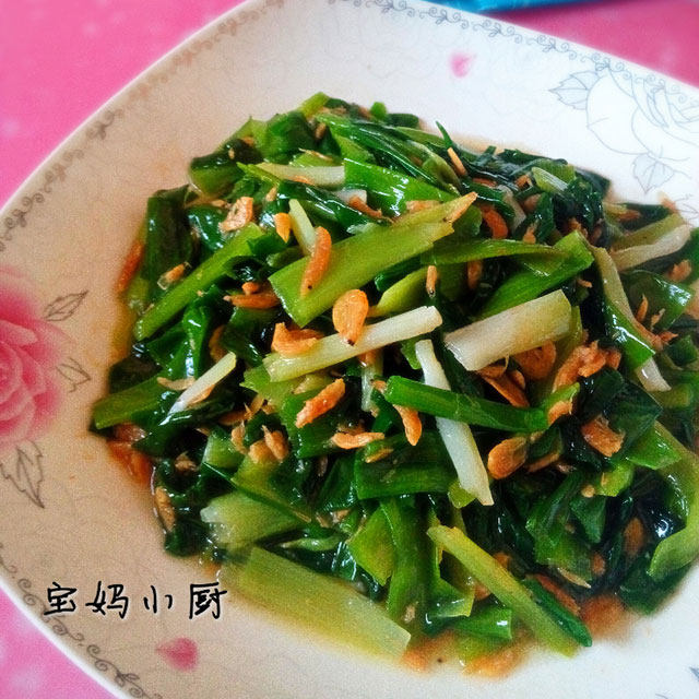 廉价养生快手菜  小葱炒虾皮