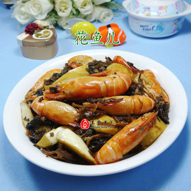 梅干菜茭白炒大头虾