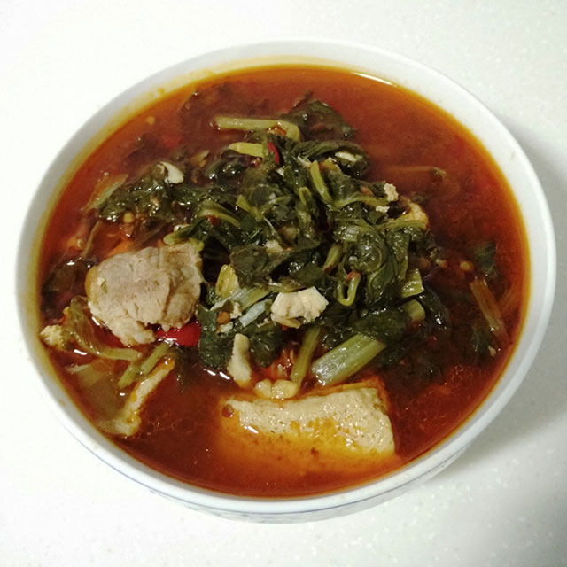 梅花肉炖小白菜冻豆腐