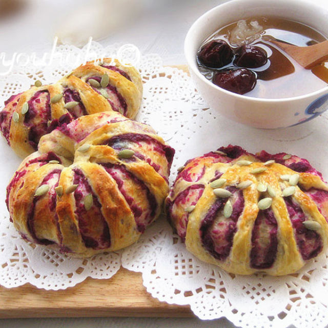 花式紫薯面包卷