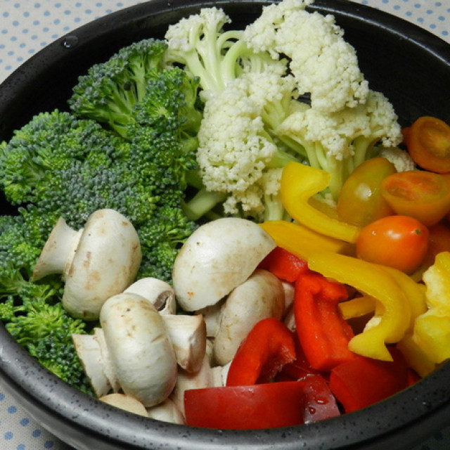 温泉蛋热蔬菜沙拉