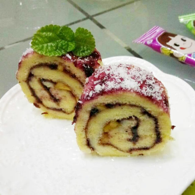 芒果蓝莓椰蓉蛋糕