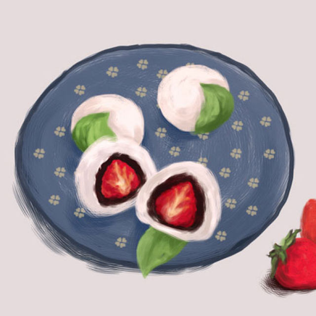【手绘食谱】草莓大福 趁春天伊始之际 多吃几个春果吧