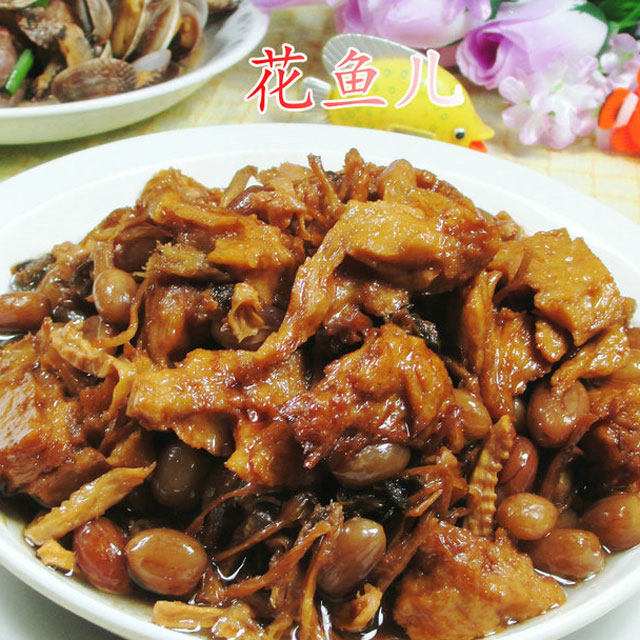 花生米笋干菜烧烤麸 