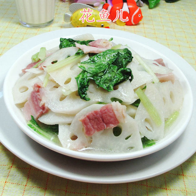 小白菜咸肉炒莲藕 