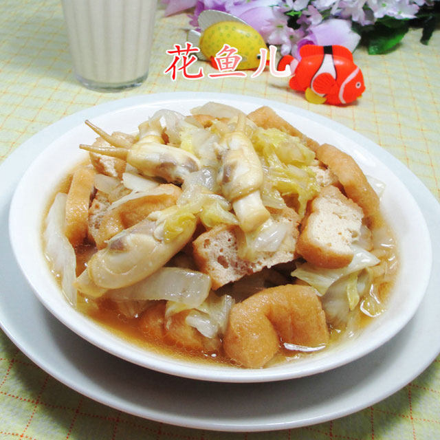 油豆腐蛏子炒白菜
