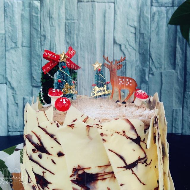 浓浓圣诞风之巧克力树桩蛋糕