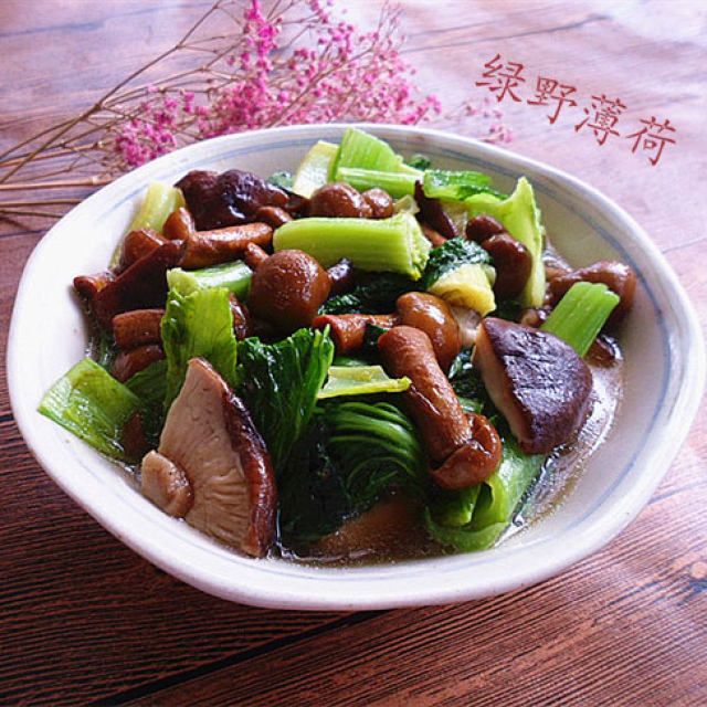 小白菜烩蘑菇
