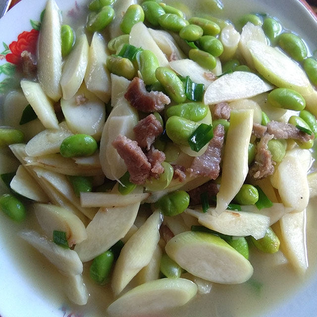 肉丝茭白毛豆