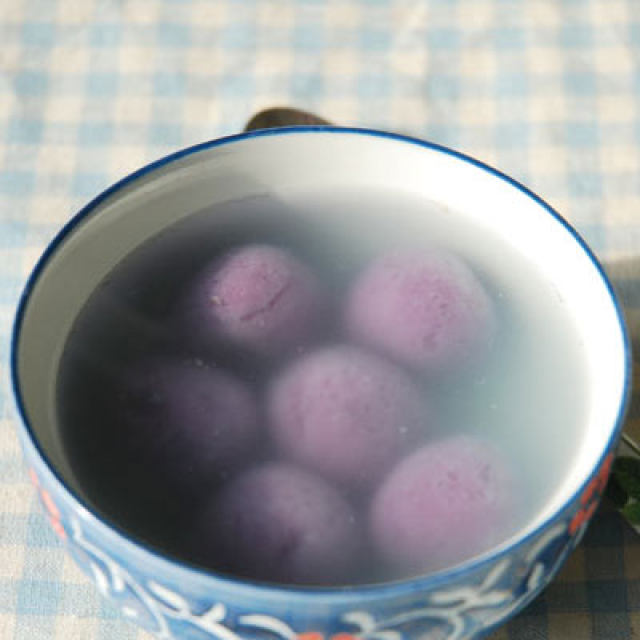 紫薯玫瑰汤圆