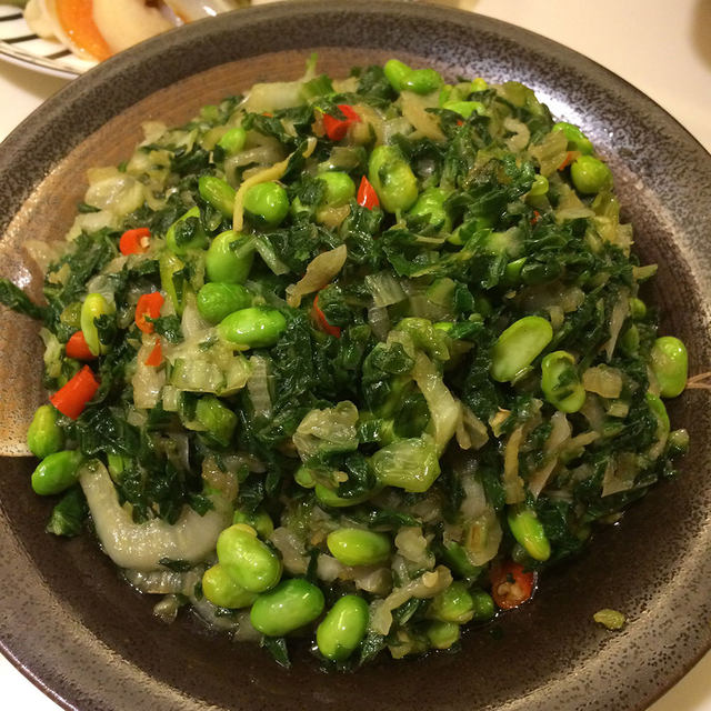 传统菜肴：腌菜花毛豆米