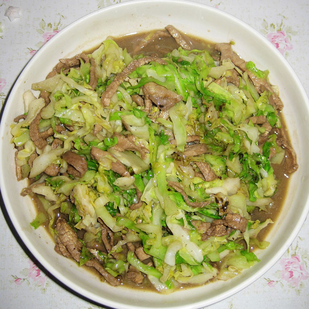 肉丝炒圆白菜