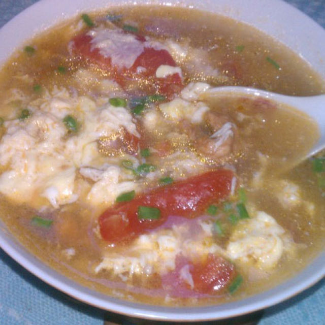 番茄肉片鸡蛋汤