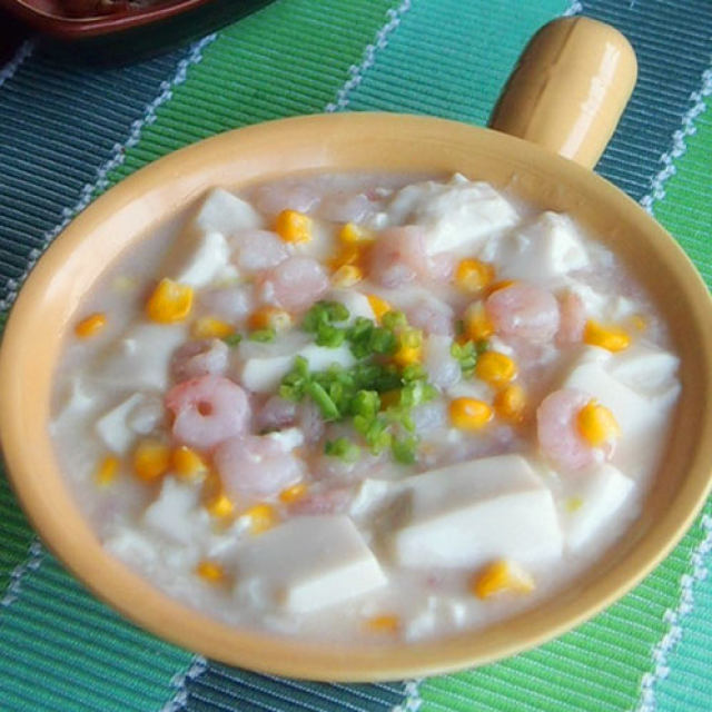 虾仁玉米烩豆腐