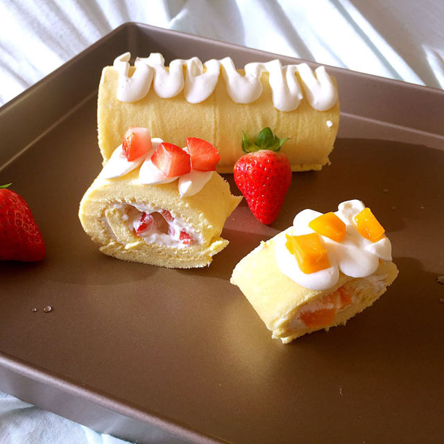 草莓芒果双拼奶油蛋糕卷
