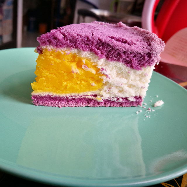 奶黄馅紫薯松糕